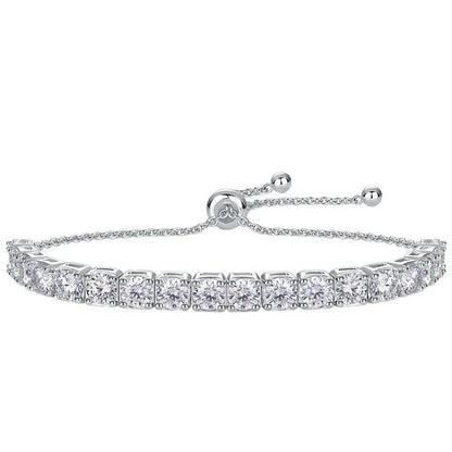 S925 Silver White Gold Plated 3/4/5mm*18 D Color Moissanite Women's Bracelet, Exquisite Jewelry.