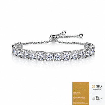 S925 Silver White Gold Plated 3/4/5mm*18 D Color Moissanite Women's Bracelet, Exquisite Jewelry.